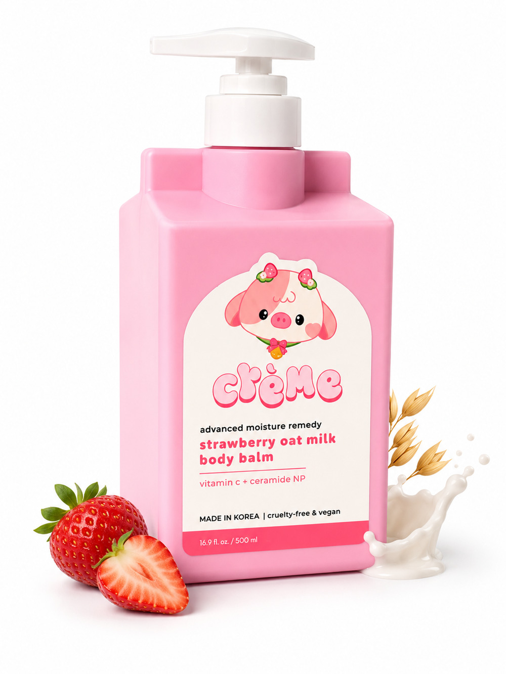 The Crème Shop Strawberry Oat Milk Body Balm Advanced Moisture Remedy 500ml